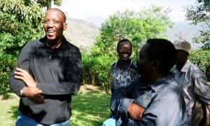 Andrew Rugasira speaking to farmers in Kasese