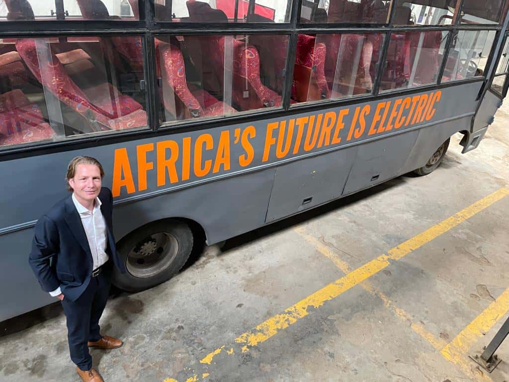 Bas Hoefman at Roam offices in Nairobi, Kenya (Roam is one of the leading electric mobility companies in Africa)